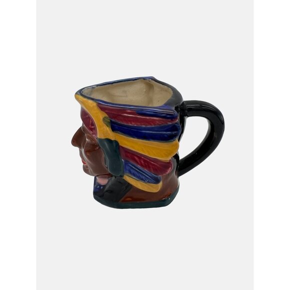 Ceramic Native American Indian Chief Head Toby Creamer Made In Japan 3" - Picture 2 of 7